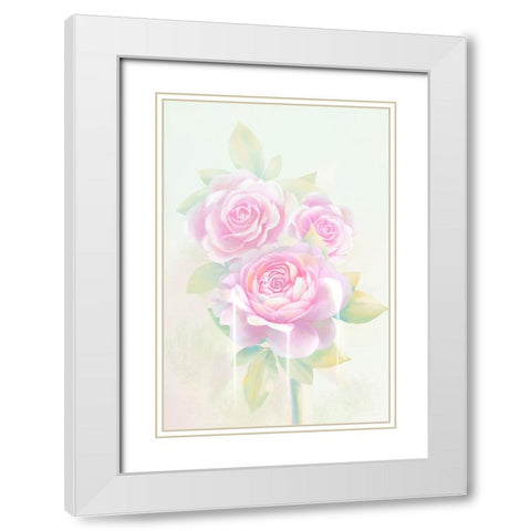 Rose Hologram White Modern Wood Framed Art Print with Double Matting by Thai, Xuan