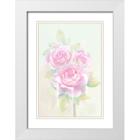 Rose Hologram White Modern Wood Framed Art Print with Double Matting by Thai, Xuan