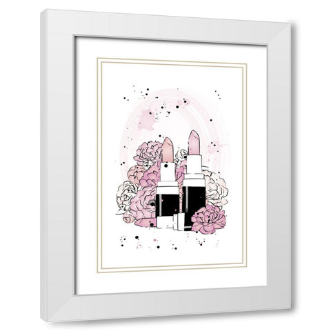 Peony Lipsticks White Modern Wood Framed Art Print with Double Matting by Martina