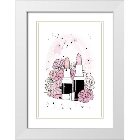 Peony Lipsticks White Modern Wood Framed Art Print with Double Matting by Martina