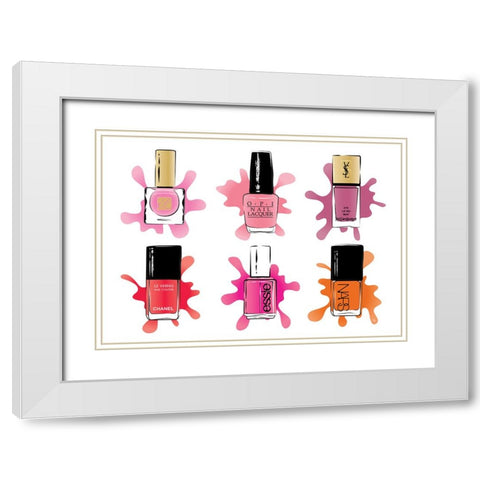 Nail Polishes White Modern Wood Framed Art Print with Double Matting by Martina