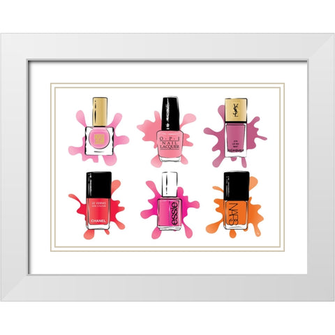 Nail Polishes White Modern Wood Framed Art Print with Double Matting by Martina