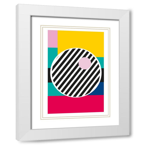 LINE White Modern Wood Framed Art Print with Double Matting by Ortiz, Sergio