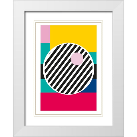 LINE White Modern Wood Framed Art Print with Double Matting by Ortiz, Sergio