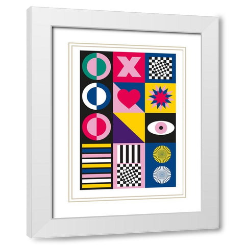Geometric White Modern Wood Framed Art Print with Double Matting by Ortiz, Sergio