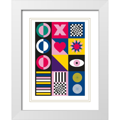 Geometric White Modern Wood Framed Art Print with Double Matting by Ortiz, Sergio