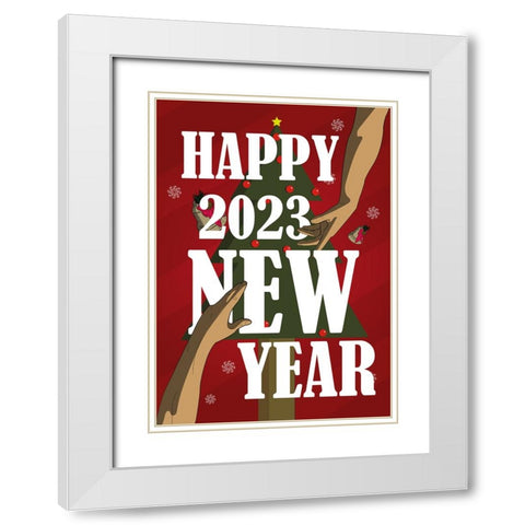 Happy New Year Soulmate White Modern Wood Framed Art Print with Double Matting by Elmoudden, Omar
