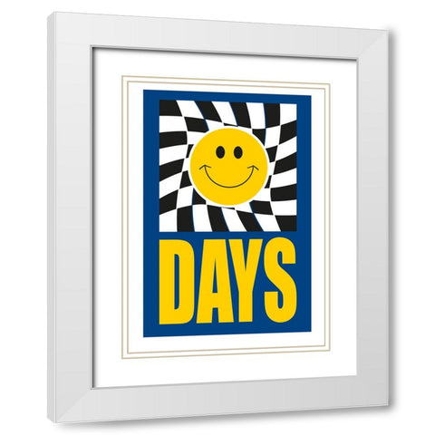 Happy Days White Modern Wood Framed Art Print with Double Matting by Ortiz, Sergio