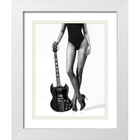Lady And The Gibson White Modern Wood Framed Art Print with Double Matting by Drake, David