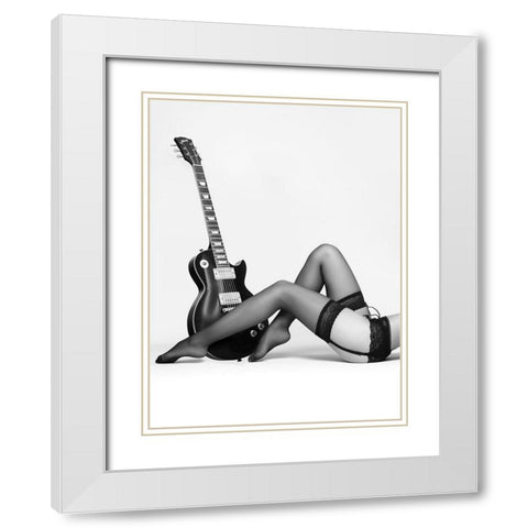 Rock n Legs White Modern Wood Framed Art Print with Double Matting by Drake, David