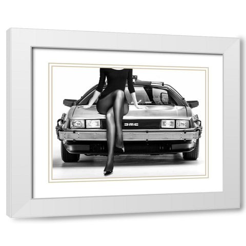 The Future Is Female White Modern Wood Framed Art Print with Double Matting by Drake, David