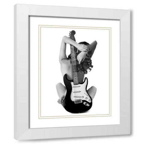 Lady And The Strat White Modern Wood Framed Art Print with Double Matting by Drake, David