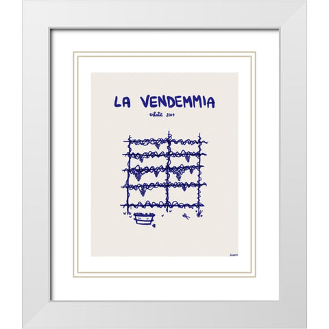 La vendemmia White Modern Wood Framed Art Print with Double Matting by Mora, Giulia