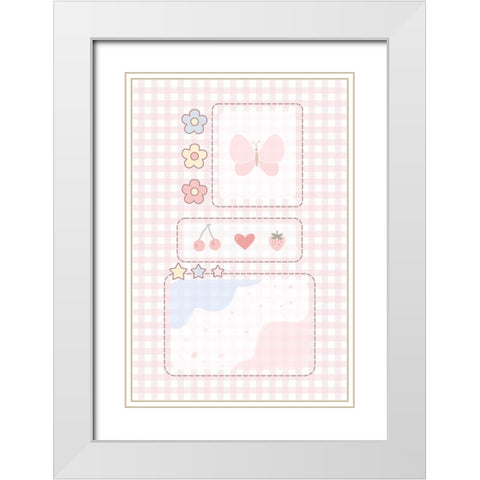 Pink Aesthetic White Modern Wood Framed Art Print with Double Matting by Thai, Xuan
