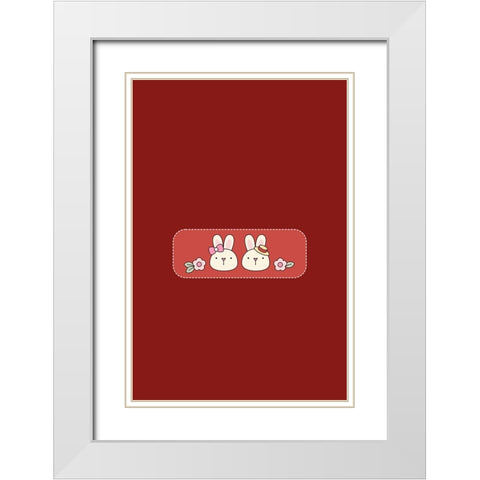 Bunny Bunny Love White Modern Wood Framed Art Print with Double Matting by Thai, Xuan
