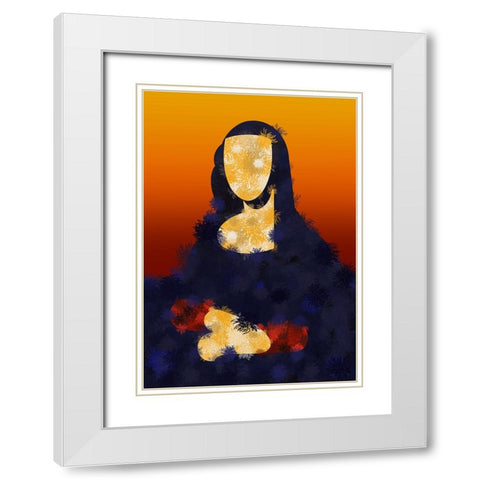 Furry Mona White Modern Wood Framed Art Print with Double Matting by Harstedt, Tomas