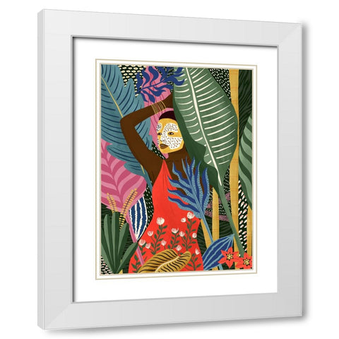 Mask White Modern Wood Framed Art Print with Double Matting by Tomljanovic, Maja