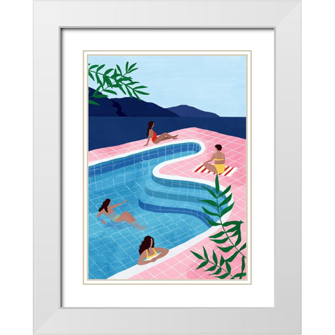 Pool Ladies White Modern Wood Framed Art Print with Double Matting by Tomljanovic, Maja