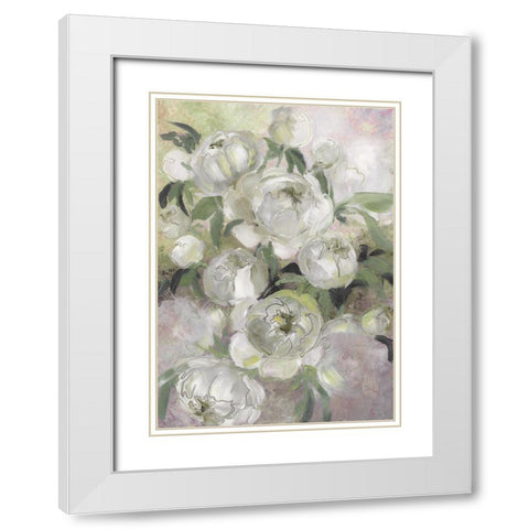 Sady painterly florals in green White Modern Wood Framed Art Print with Double Matting by Laiz Blursbyai, Rosana