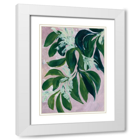 Yoon leaves in pink White Modern Wood Framed Art Print with Double Matting by Laiz Blursbyai, Rosana