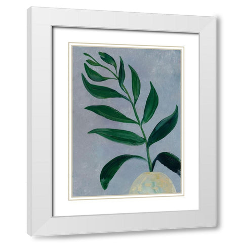 Wooku leaves White Modern Wood Framed Art Print with Double Matting by Laiz Blursbyai, Rosana