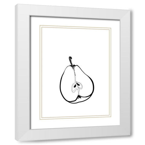 Line art half pear White Modern Wood Framed Art Print with Double Matting by Laiz Blursbyai, Rosana