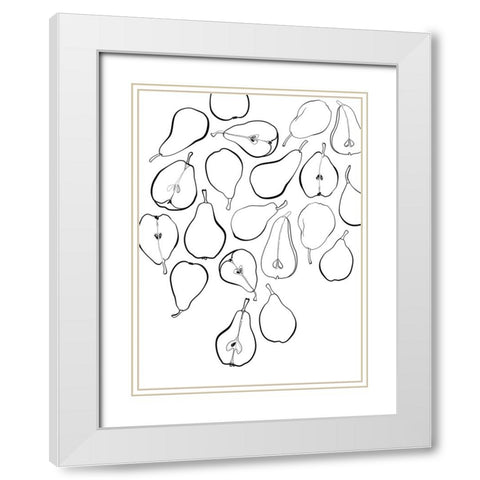 Line art pears White Modern Wood Framed Art Print with Double Matting by Laiz Blursbyai, Rosana