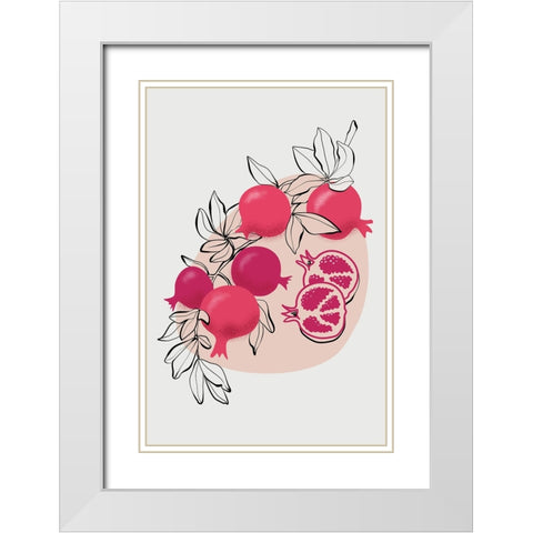 Fathia pomegranates White Modern Wood Framed Art Print with Double Matting by Laiz Blursbyai, Rosana