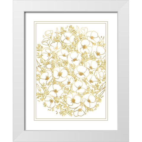 Gold California poppies White Modern Wood Framed Art Print with Double Matting by Laiz Blursbyai, Rosana
