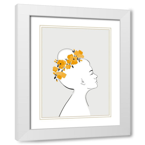 Floral Sanyu portrait White Modern Wood Framed Art Print with Double Matting by Laiz Blursbyai, Rosana