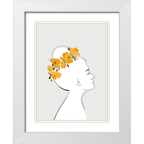 Floral Sanyu portrait White Modern Wood Framed Art Print with Double Matting by Laiz Blursbyai, Rosana