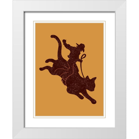 Rodeo Cat White Modern Wood Framed Art Print with Double Matting by Lawless, Adam