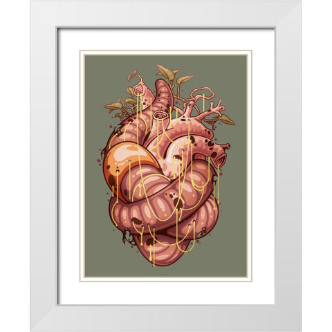 Heartworm White Modern Wood Framed Art Print with Double Matting by Lawless, Adam