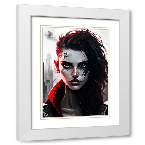 Girls Face White Modern Wood Framed Art Print with Double Matting by Asdar, Muh