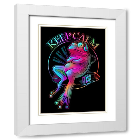 Frog Loves Music White Modern Wood Framed Art Print with Double Matting by Lawless, Adam