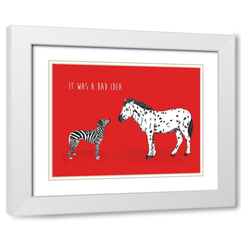 Bad Idea White Modern Wood Framed Art Print with Double Matting by Solti, Balazs
