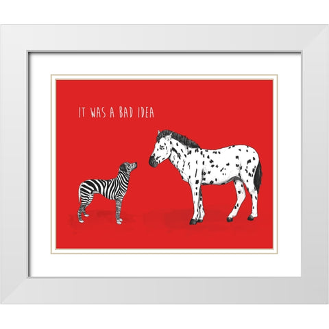 Bad Idea White Modern Wood Framed Art Print with Double Matting by Solti, Balazs