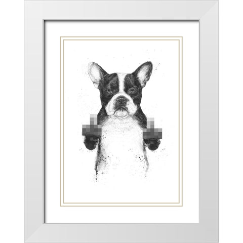 Censored dog White Modern Wood Framed Art Print with Double Matting by Solti, Balazs