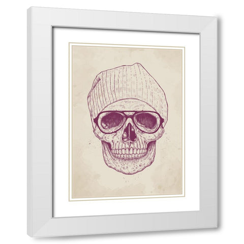 Cool Skull White Modern Wood Framed Art Print with Double Matting by Solti, Balazs
