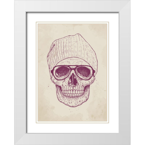 Cool Skull White Modern Wood Framed Art Print with Double Matting by Solti, Balazs