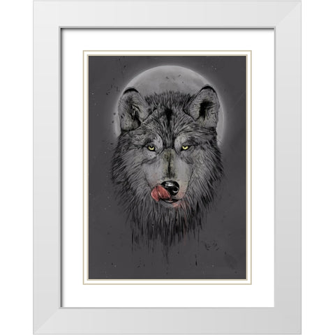 Dinner time (dark) White Modern Wood Framed Art Print with Double Matting by Solti, Balazs