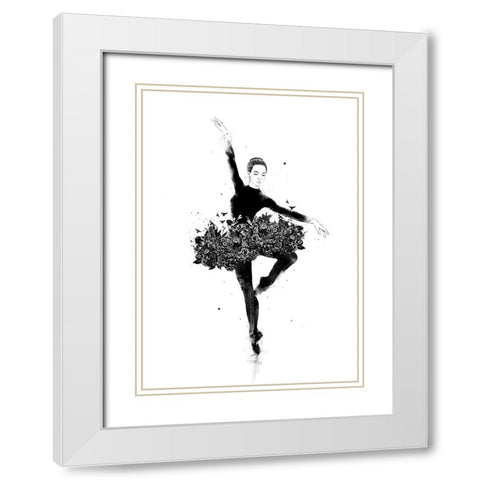 Floral dance White Modern Wood Framed Art Print with Double Matting by Solti, Balazs