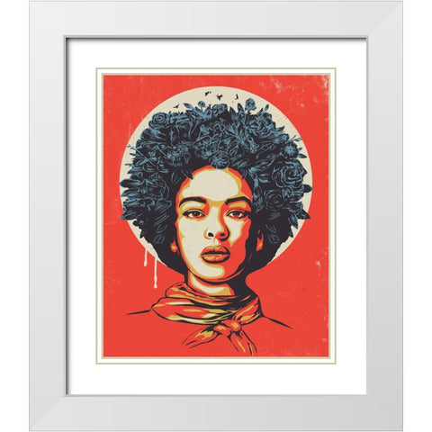 Flower power White Modern Wood Framed Art Print with Double Matting by Solti, Balazs