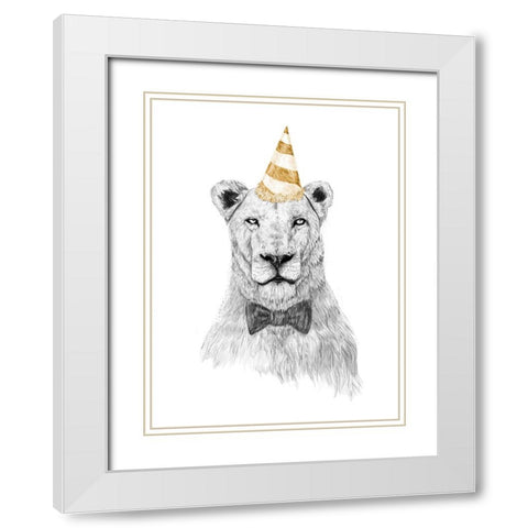 Get the party started White Modern Wood Framed Art Print with Double Matting by Solti, Balazs