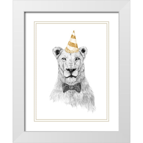 Get the party started White Modern Wood Framed Art Print with Double Matting by Solti, Balazs
