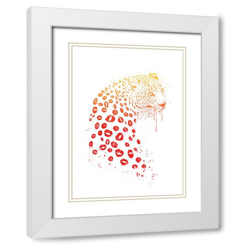 Kiss me White Modern Wood Framed Art Print with Double Matting by Solti, Balazs