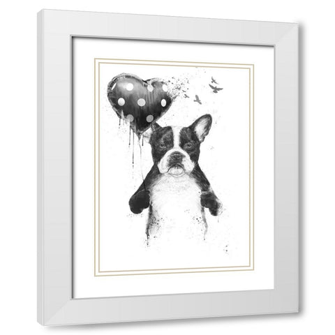 My heart goes boom White Modern Wood Framed Art Print with Double Matting by Solti, Balazs