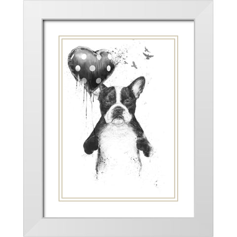 My heart goes boom White Modern Wood Framed Art Print with Double Matting by Solti, Balazs