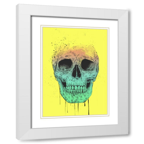 Pop Art Skull White Modern Wood Framed Art Print with Double Matting by Solti, Balazs