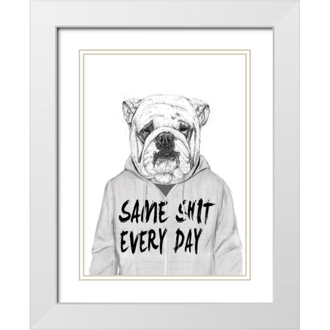Same shit... White Modern Wood Framed Art Print with Double Matting by Solti, Balazs